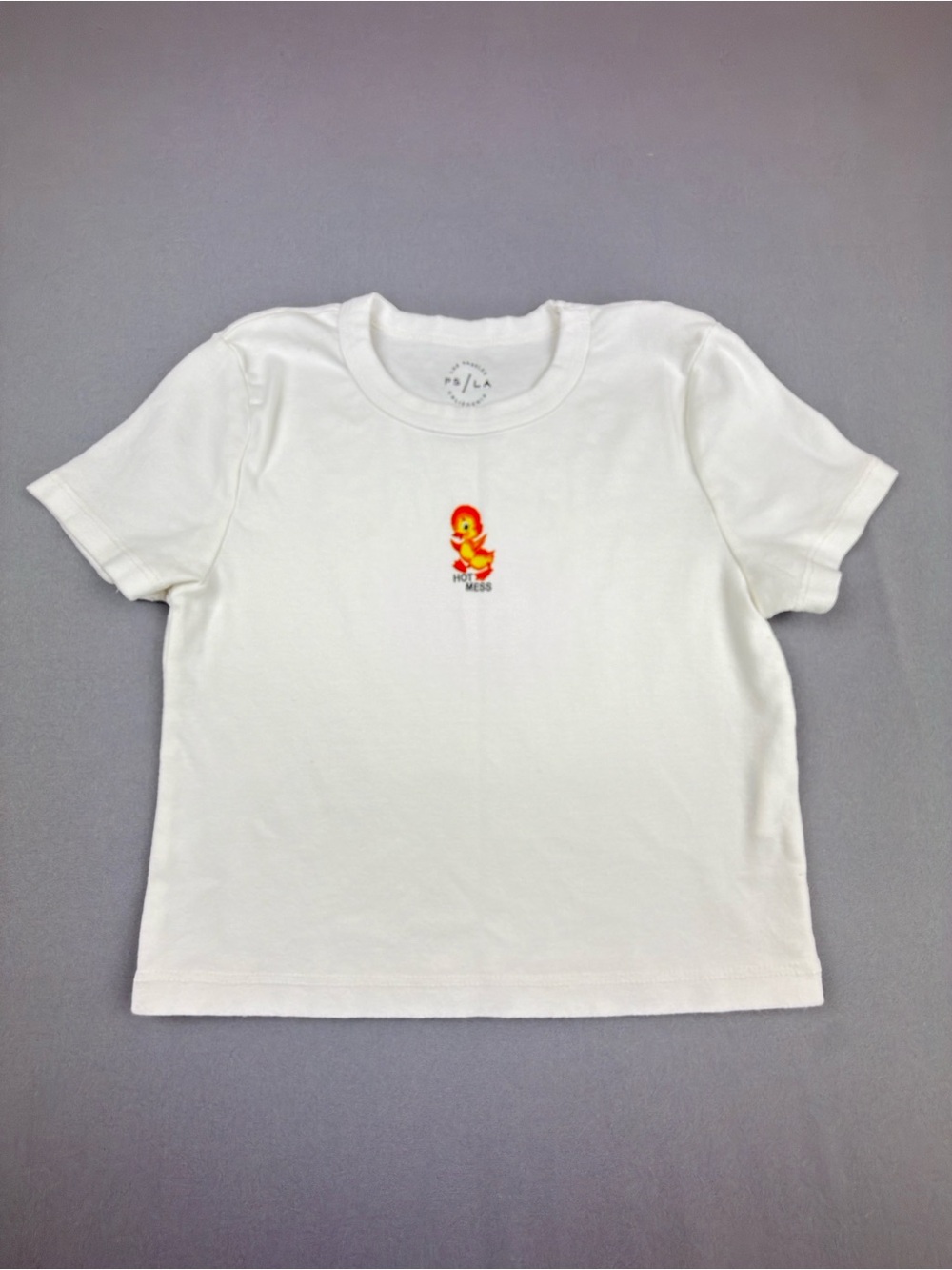 PacSun White Short-Sleeve Tee with Small Duck Graphic